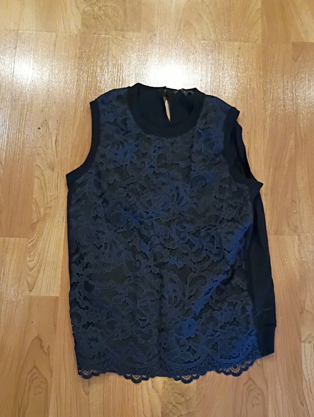 J. Crew Navy Lace Overlay Sleeveless Camisole